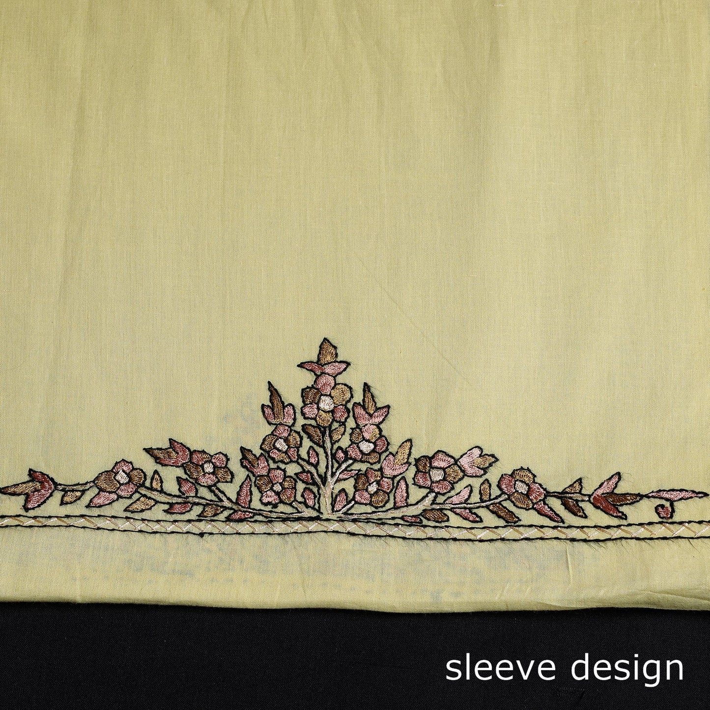  Kashidakari Hand Embroidery Pure Cotton Kurta Material 