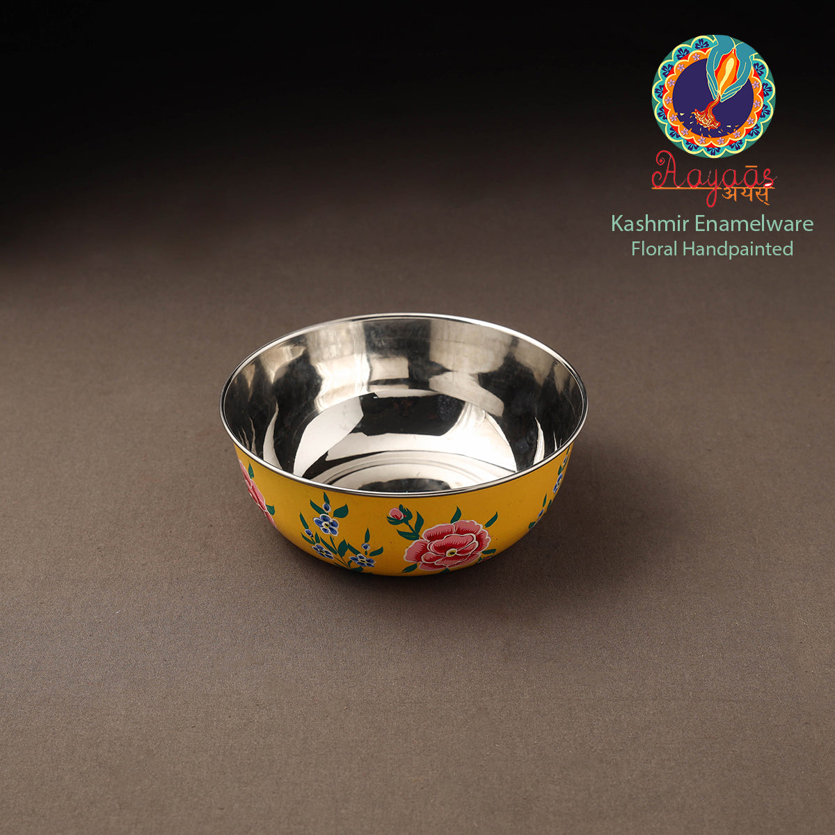 Kashmir enamelware floral handpainted stainless steel