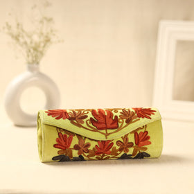  Yellow Kashmiri Crewel Hand Embroidery Velvet Clutch