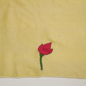 Buy Katan Silk Yellow Bengal Kantha Work Blouse Piece