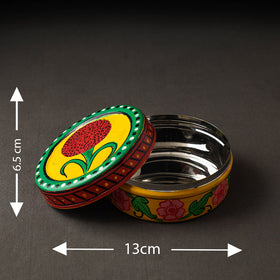 Yellow Kavad Handpainted Stainless Steel Multi Utility Container