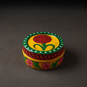 Yellow Kavad Handpainted Stainless Steel Multi Utility Container