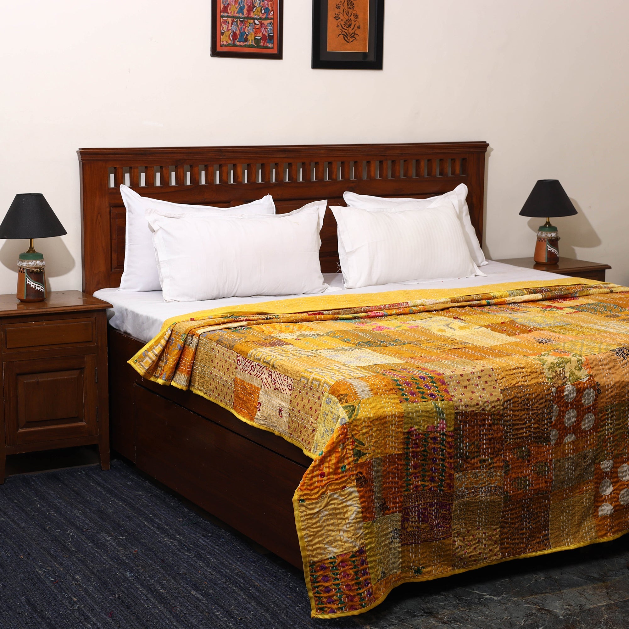 Khambadiya tagai patchwork quilt / gudri / blanket (109 x