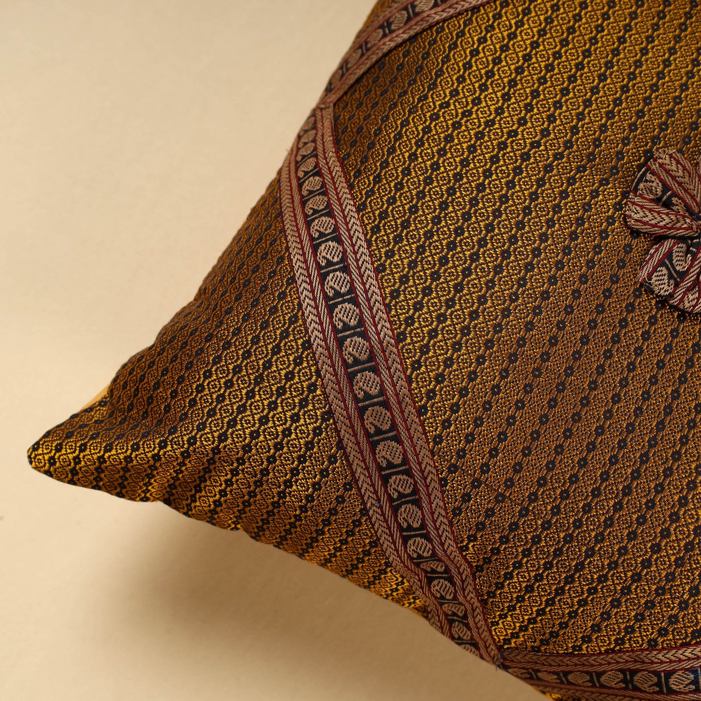 Yellow Khun Weave Cotton Cushion Cover (16 x 16 in)