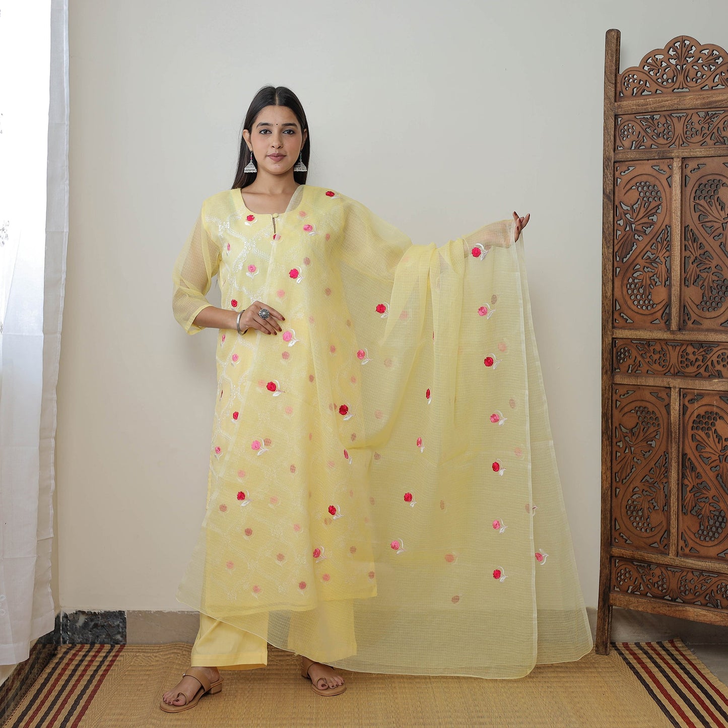 Kota Doria Embroidered Suit Set – Buy Online
