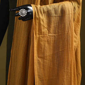 Yellow - kota doria cotton hand embroidered lucknowi