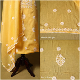 Yellow - kota doria cotton lucknow chikankari 2pc