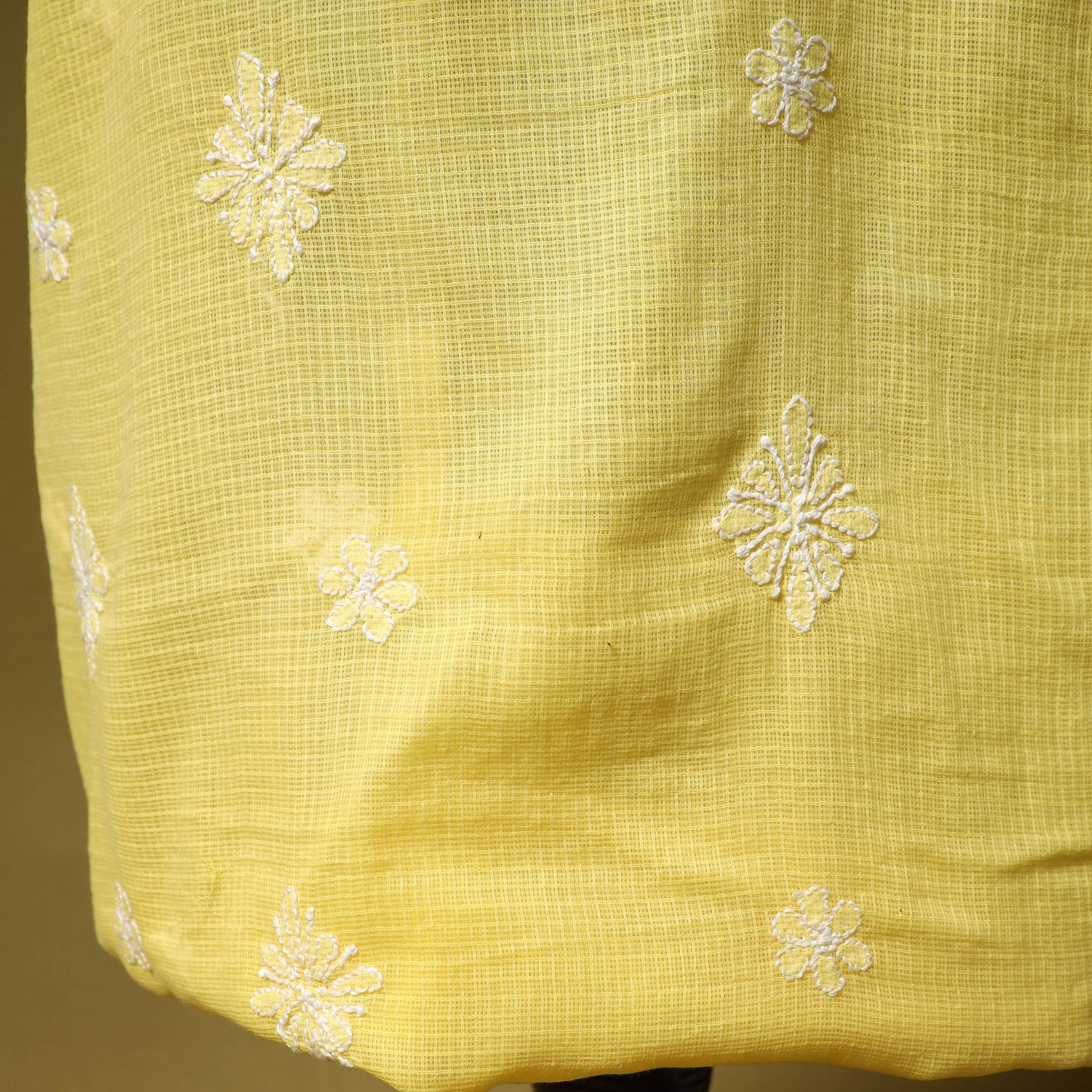 Yellow - kota doria cotton lucknow chikankari 2pc