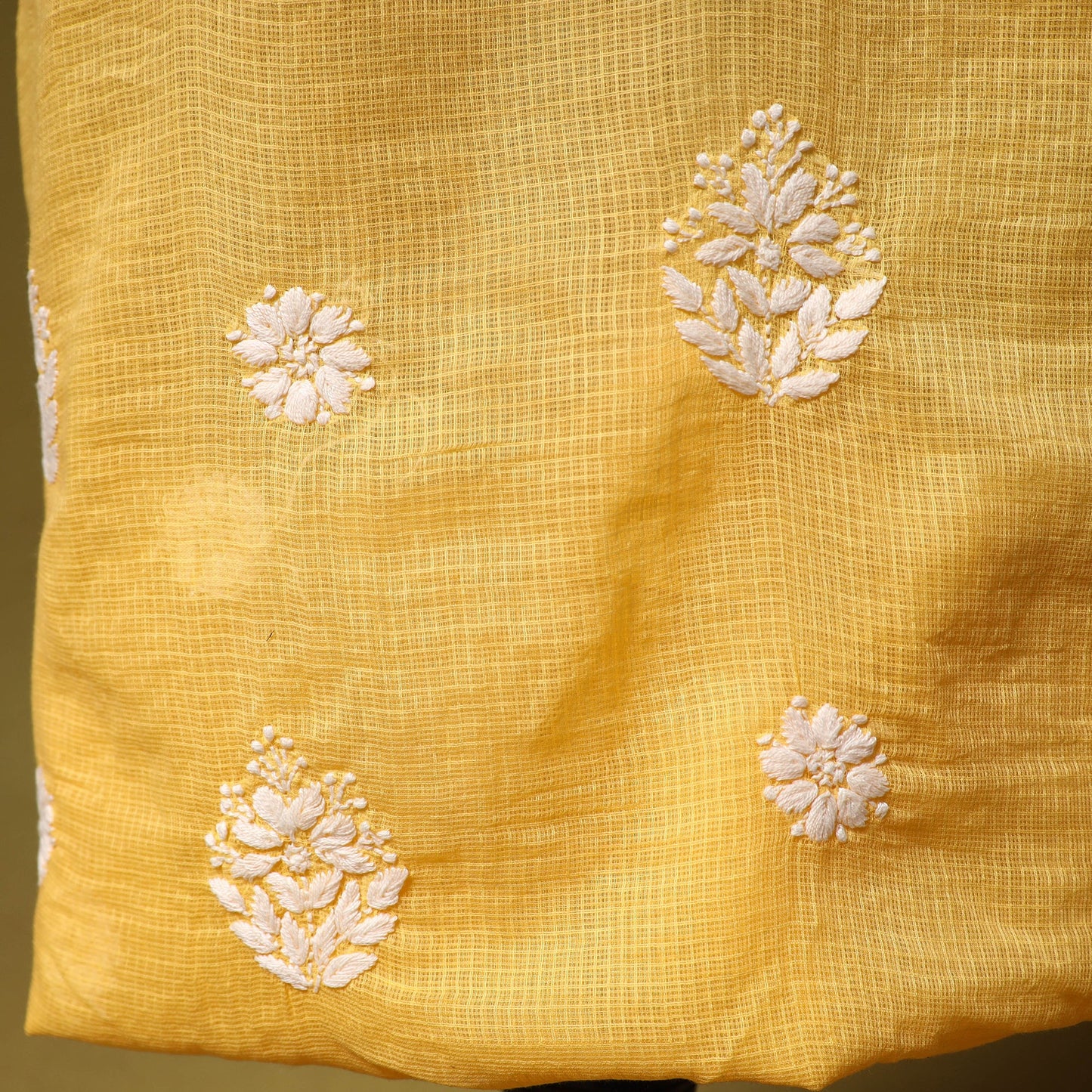 Yellow - kota doria cotton lucknow chikankari 2pc