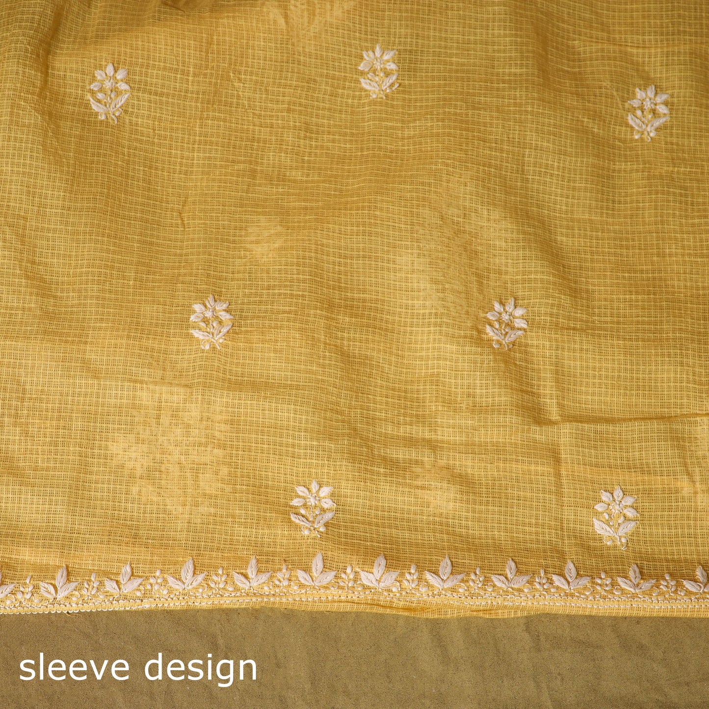 Yellow - kota doria cotton lucknow chikankari 2pc