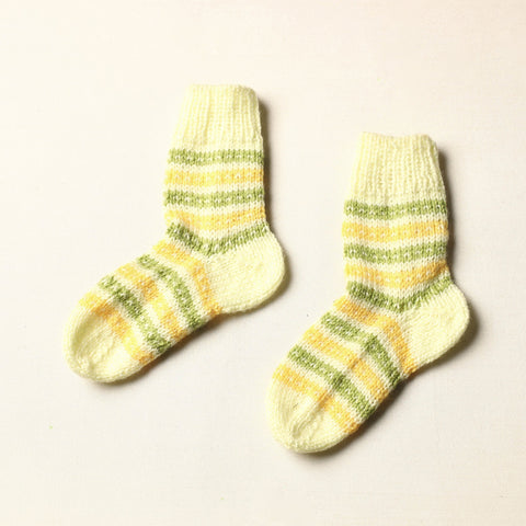  yellow Kumaun Hand Knitted Woolen Socks - Kids