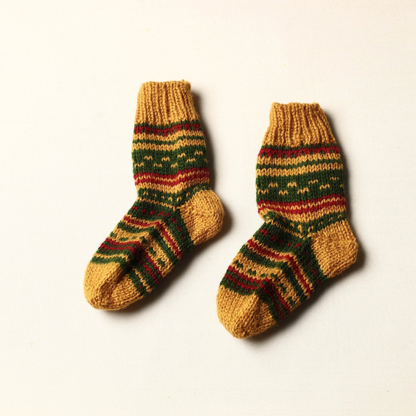  Yellow Kumaun Hand Knitted Woolen Socks - Kids