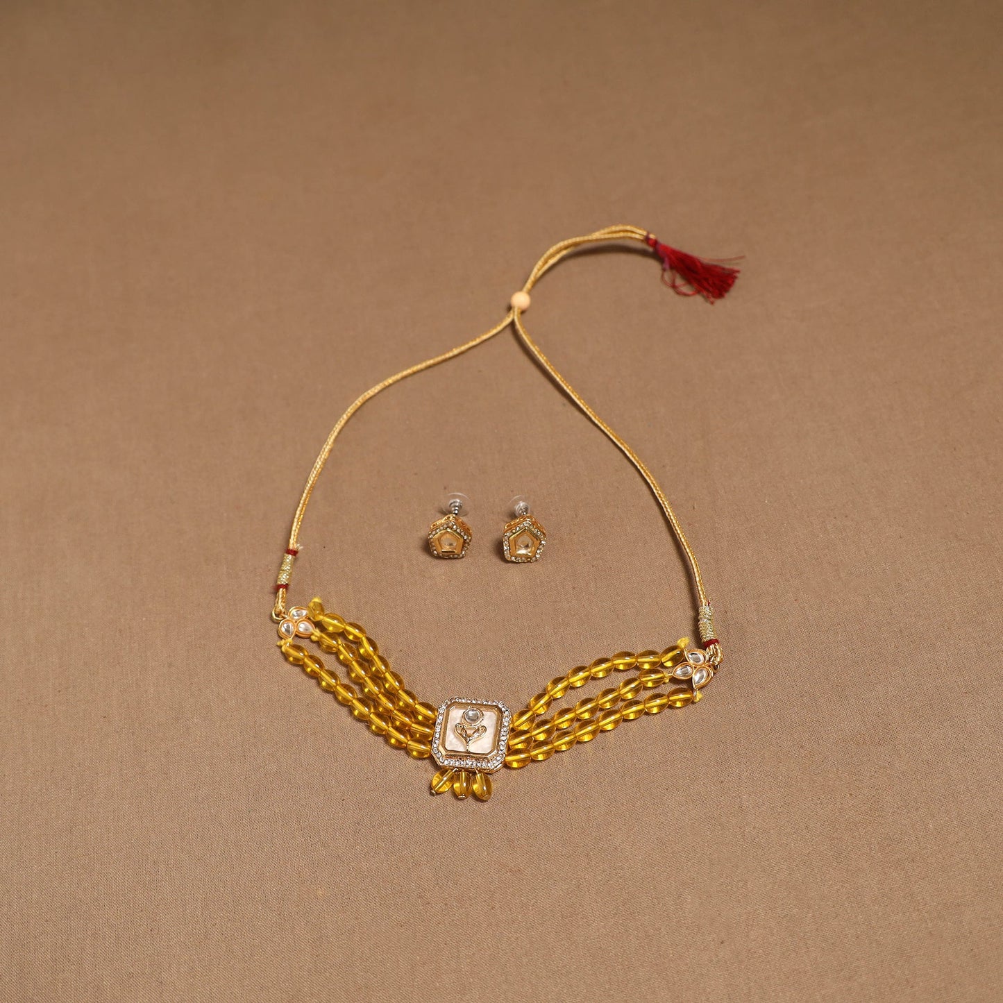 Kundan work choker necklace set 35 - handcrafted