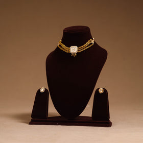 Kundan work choker necklace set 35 - handcrafted