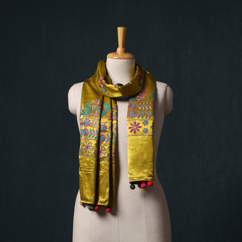 Kutch aari hand embroidery mashru silk stole 44