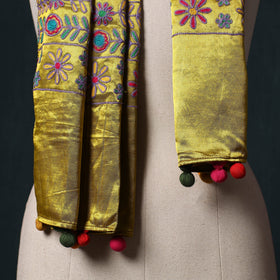 Kutch aari hand embroidery mashru silk stole 44