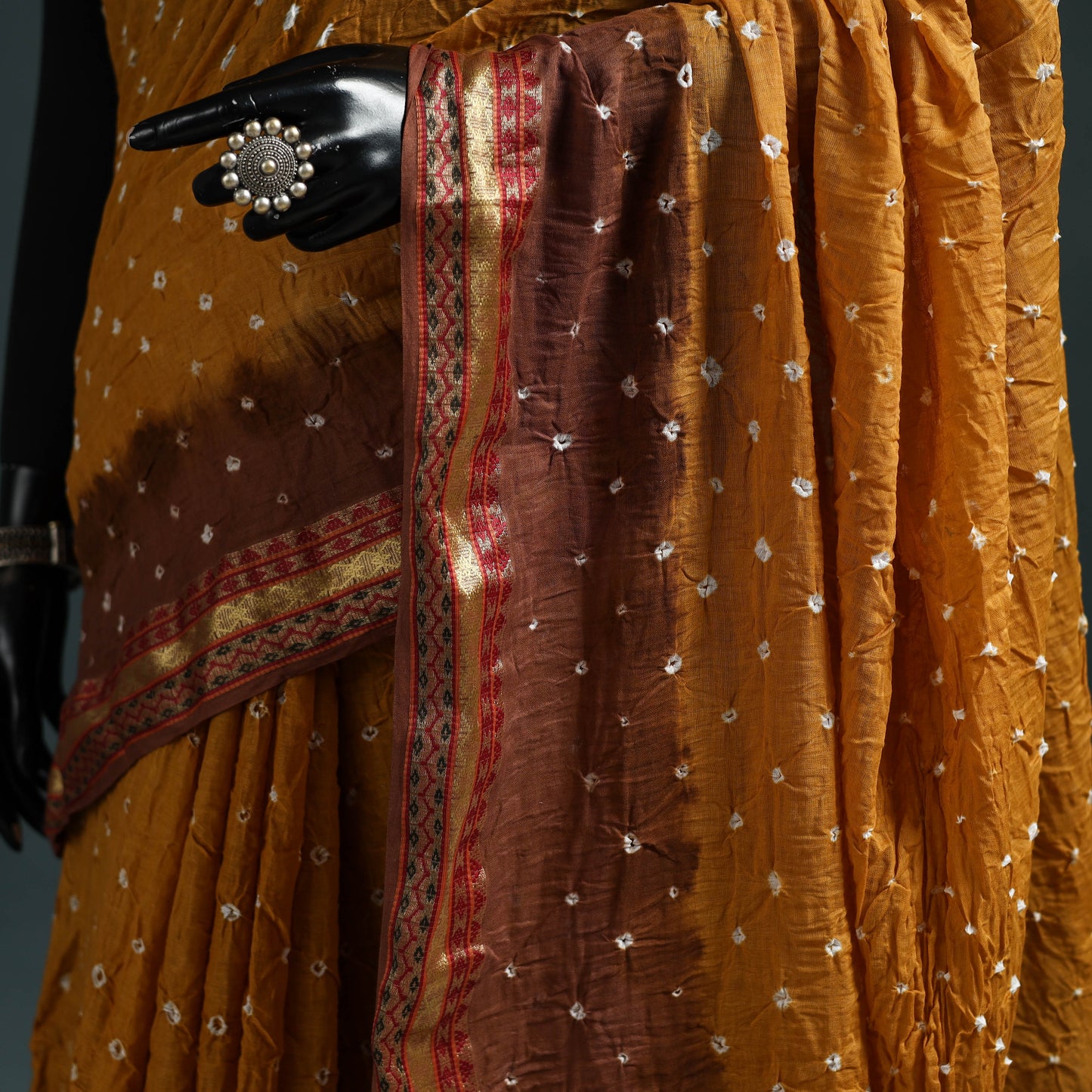 Kutch bandhani tie-dye cotton saree with blouse piece 01