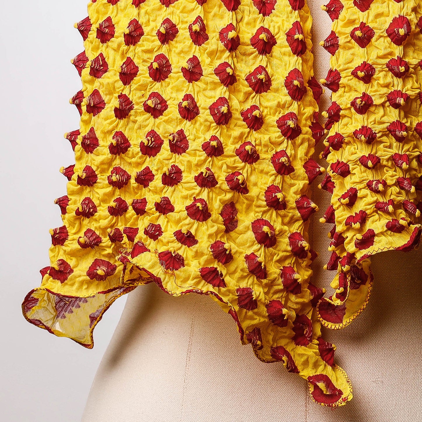 Yellow - Kutch Bandhani Tie-Dye Cotton Stole
