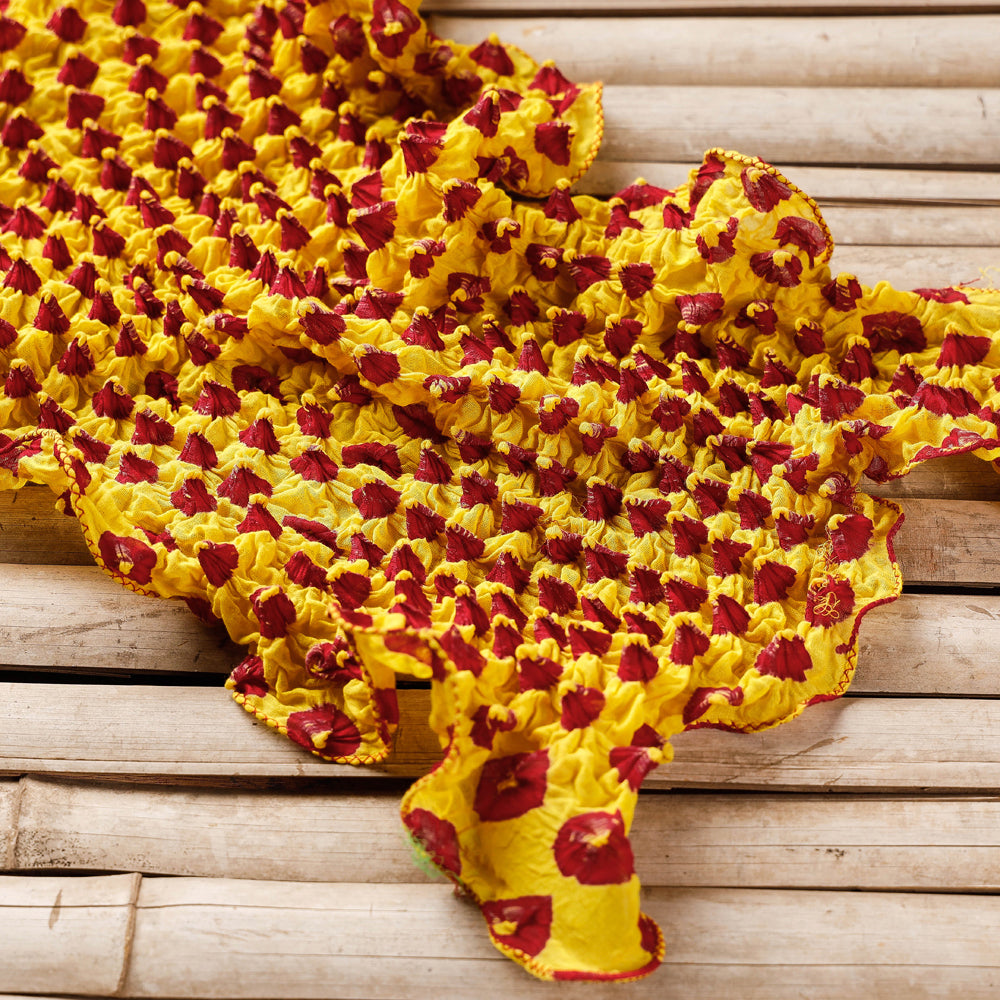 Yellow - Kutch Bandhani Tie-Dye Cotton Stole