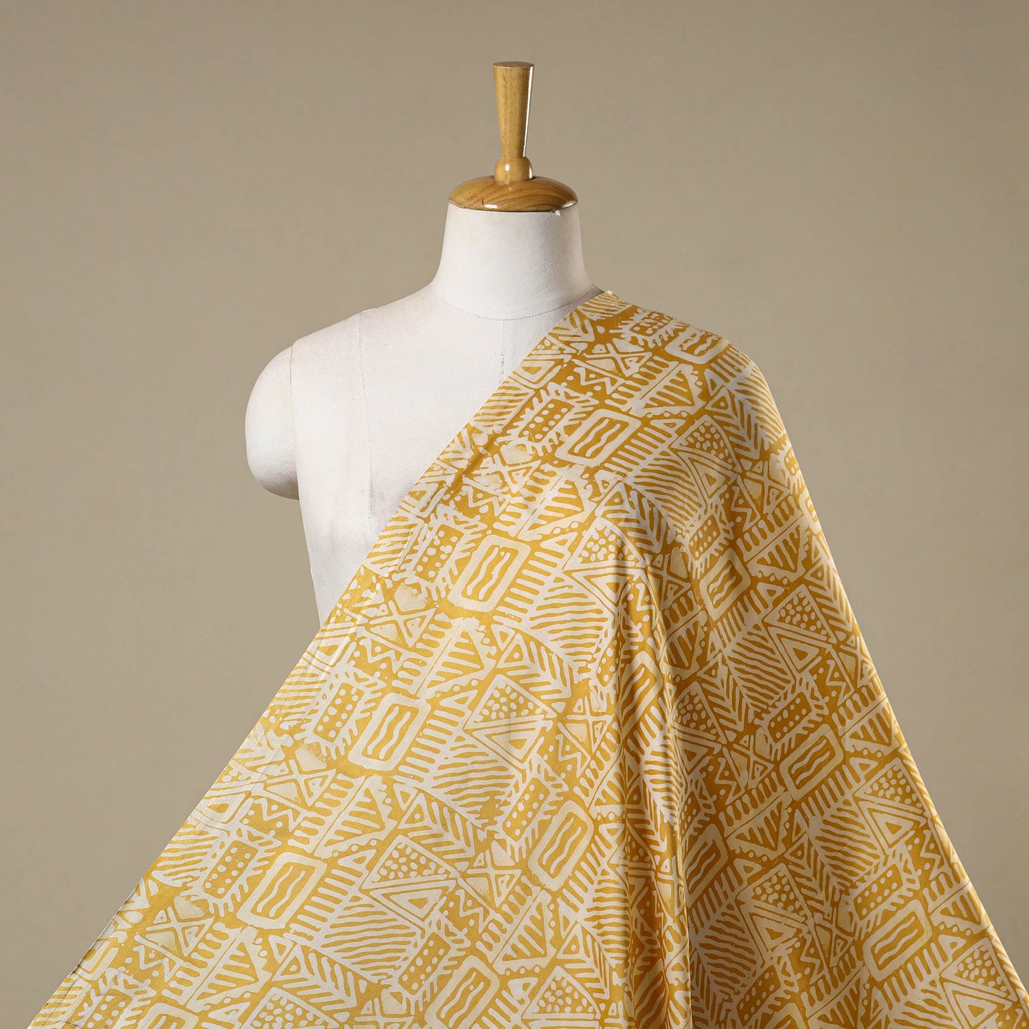 Yellow - kutch batik modal silk fabric 18 - handcrafted