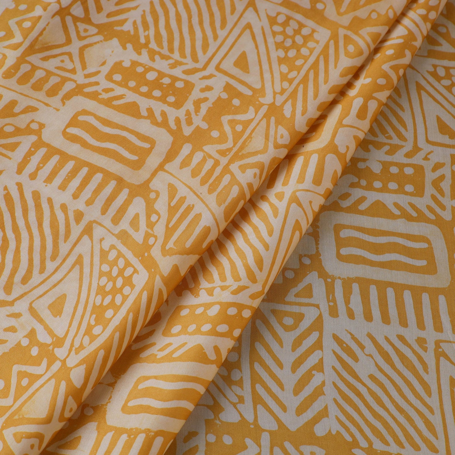 Yellow - kutch batik modal silk fabric 18 - handcrafted