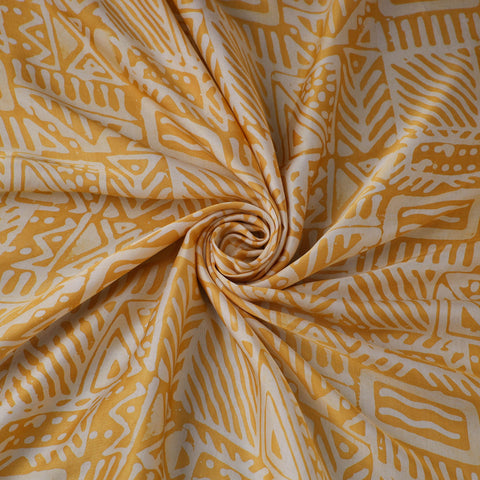 Yellow - kutch batik modal silk fabric 18 - handcrafted