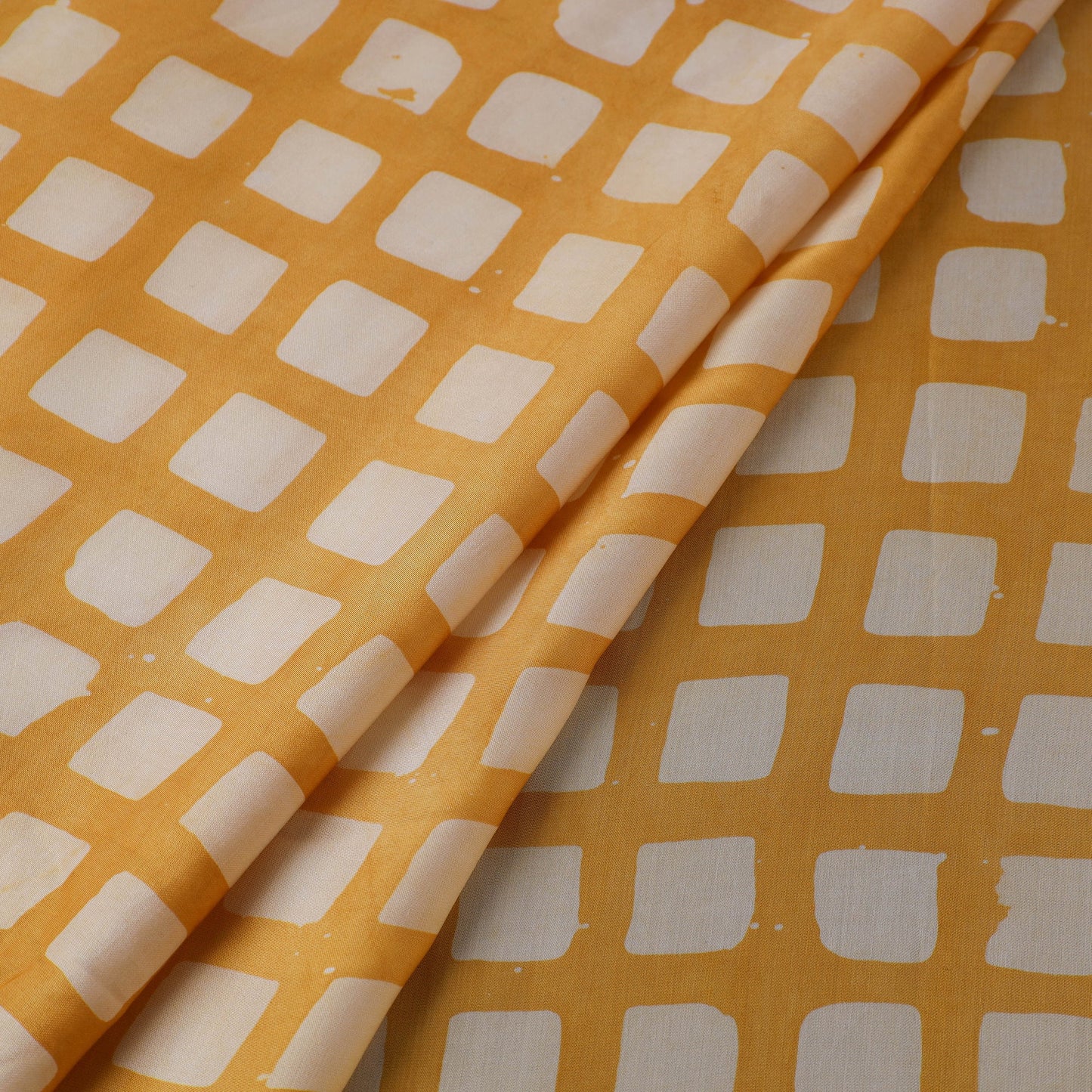 Yellow - kutch batik modal silk fabric 24 - handcrafted