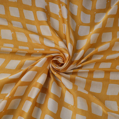 Yellow - kutch batik modal silk fabric 24 - handcrafted
