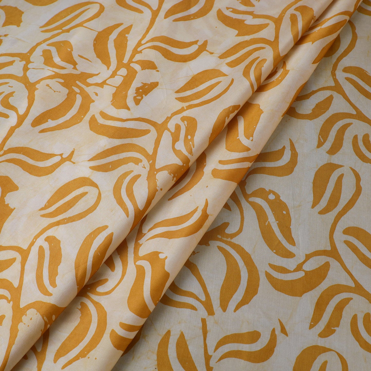 Yellow - kutch batik modal silk fabric 33 - handcrafted