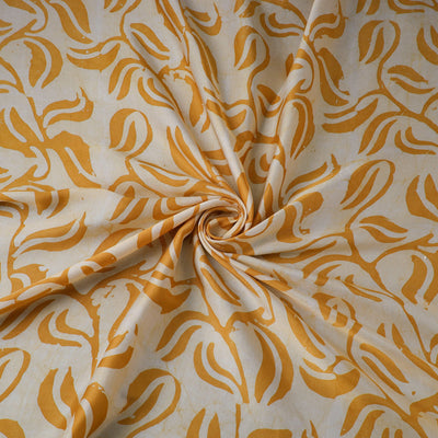 Yellow - kutch batik modal silk fabric 33 - handcrafted