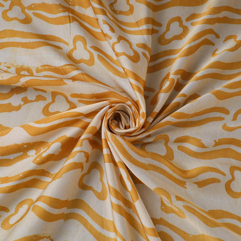 Yellow - kutch batik modal silk fabric 30 - handcrafted