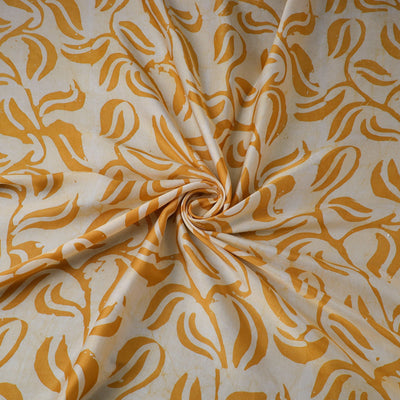 Yellow - kutch batik modal silk fabric 33 - handcrafted
