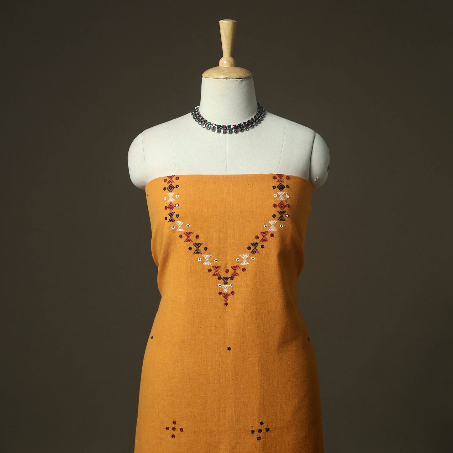 Kutch bhujodi handloom kala cotton 3pc unstitched dress