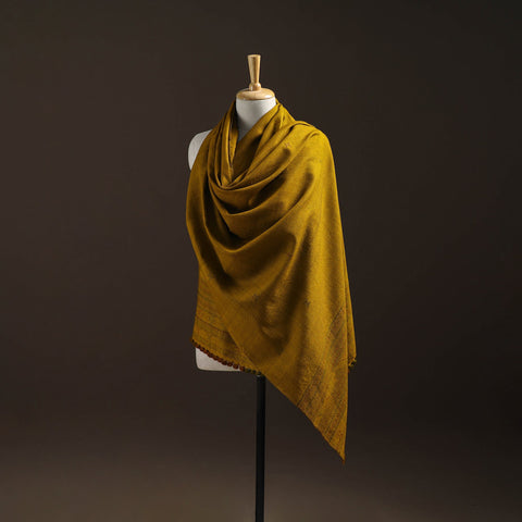 Yellow - kutch bhujodi handwoven merino wool dhabla shawl