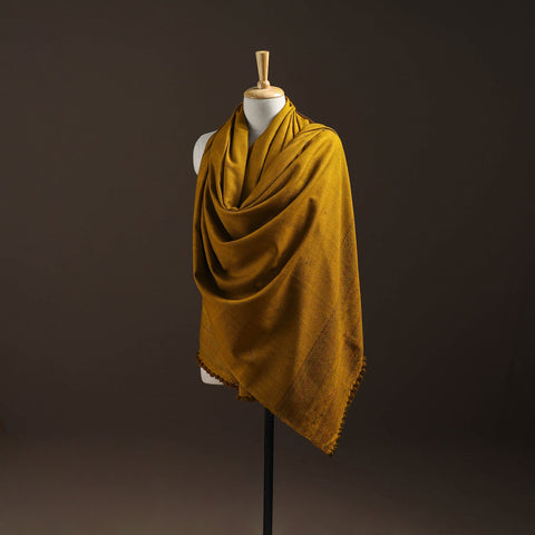 Yellow - kutch bhujodi handwoven merino wool dhabla shawl