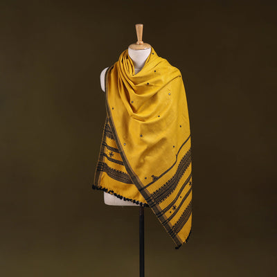 Yellow - kutch bhujodi handwoven mirror work acrylic wool