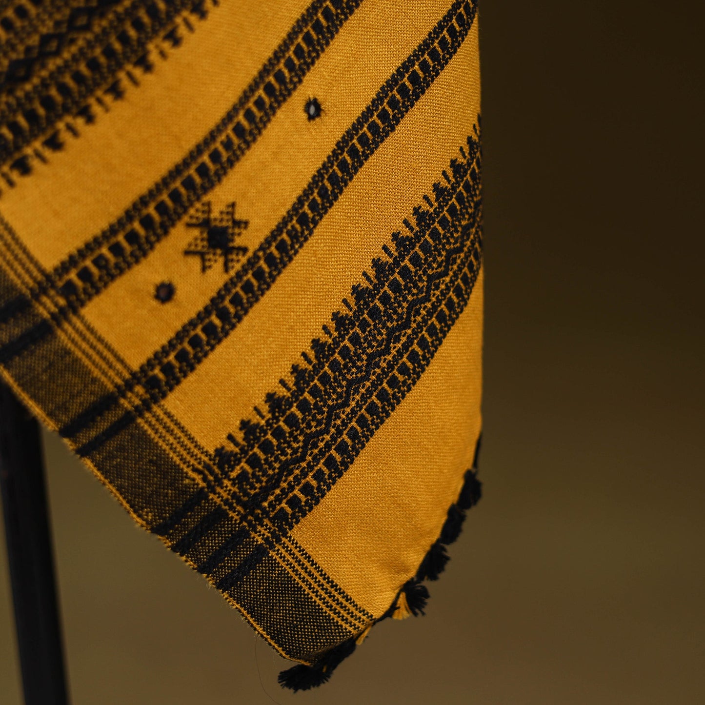 Yellow - kutch bhujodi handwoven mirror work acrylic wool