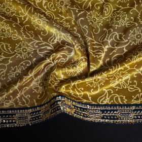 Kutch printed modal silk blouse piece with lace work 12