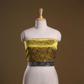 Kutch printed modal silk blouse piece with lace work 12