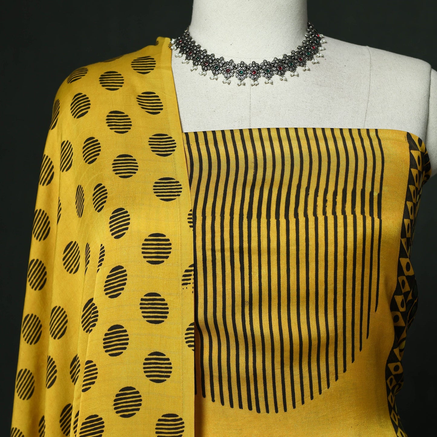 Kutch hand block ajrakh print natural dyed modal silk 2pc