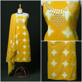 Kutch hand embroidered mirror work clamp dyed cotton