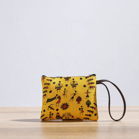 Yellow Kutch Handcrafted Cotton Running Sticth Shoulder Bag (Set of 2)