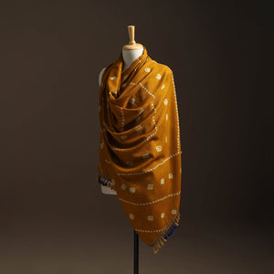 Kutch handwoven bandhani woolen shawl 60 - handcrafted
