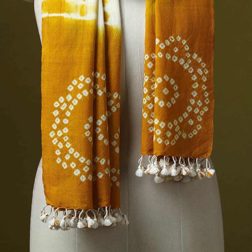 Kutch handwoven merino wool shibori & bandhani stole 50