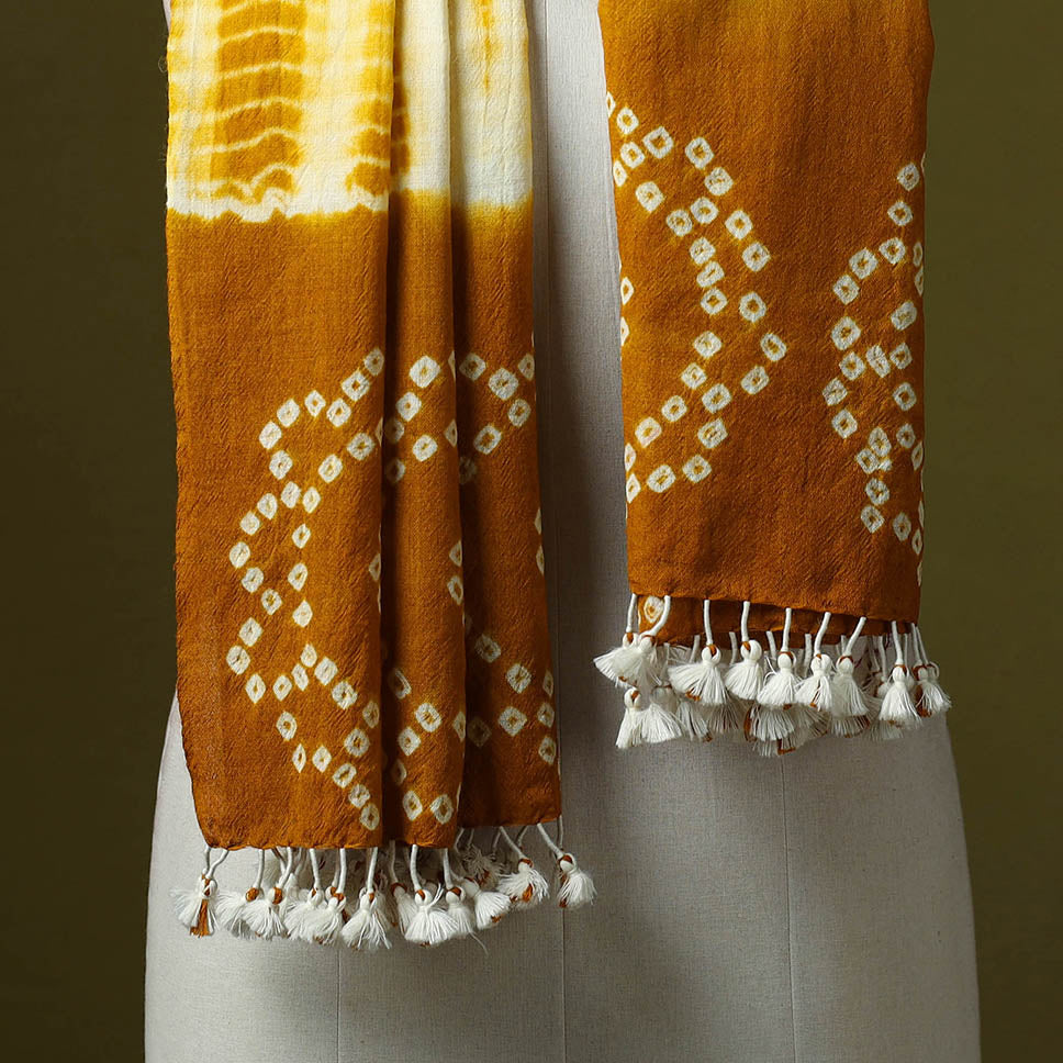 Kutch handwoven merino wool shibori & bandhani stole 51