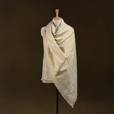 Yellow - kutch handwoven mirror work acrylic wool shawl 161