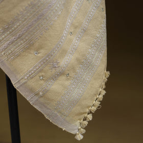 Yellow - kutch handwoven mirror work acrylic wool shawl 161