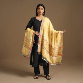 Yellow Kutch Handwoven Organic Kala Cotton Dupatta