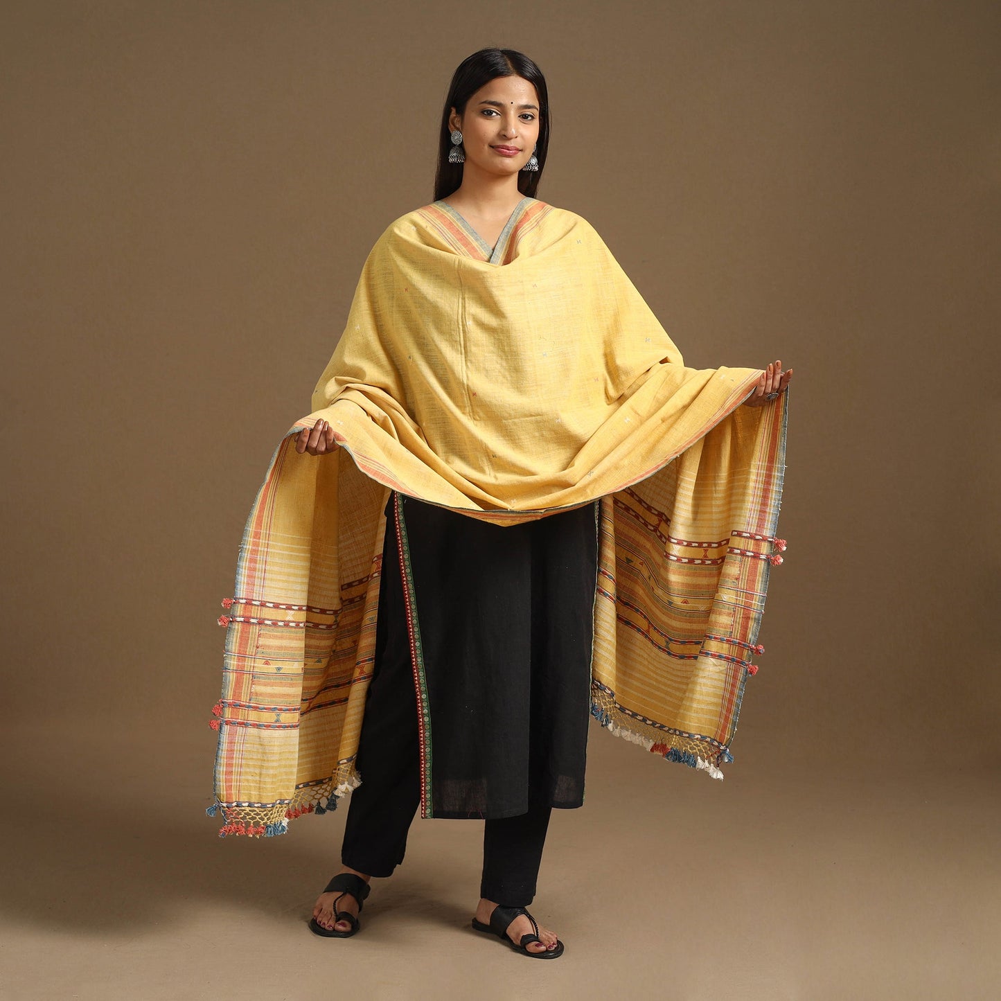 Yellow Kutch Handwoven Organic Kala Cotton Dupatta