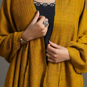 Yellow - Kutch Handwoven Silk x Woolen Shawl 29